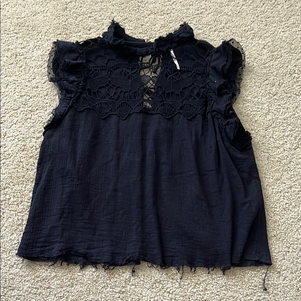 Free People Black Lace Women's Top
